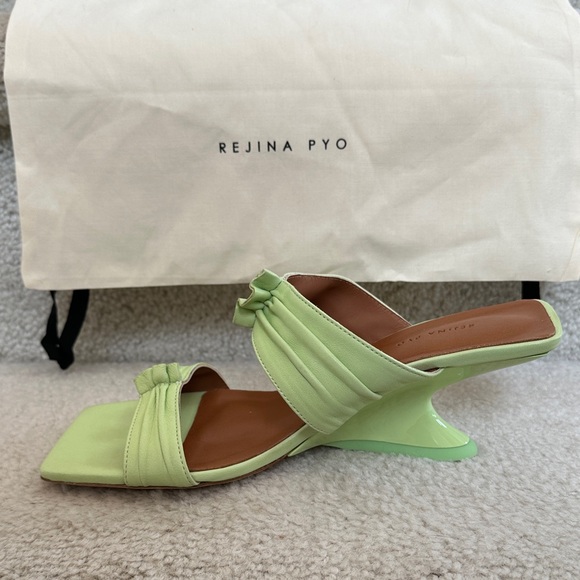 Rejina Pyo Camillia Leather Open Toe Sandals in Melon Green - Picture 5 of 15